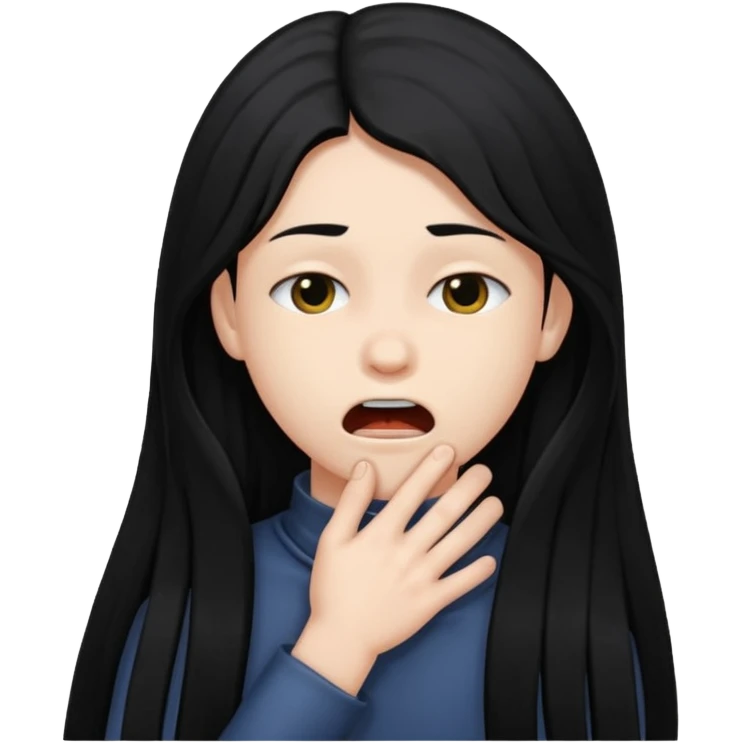 person choking themselves with black long hair  emoji