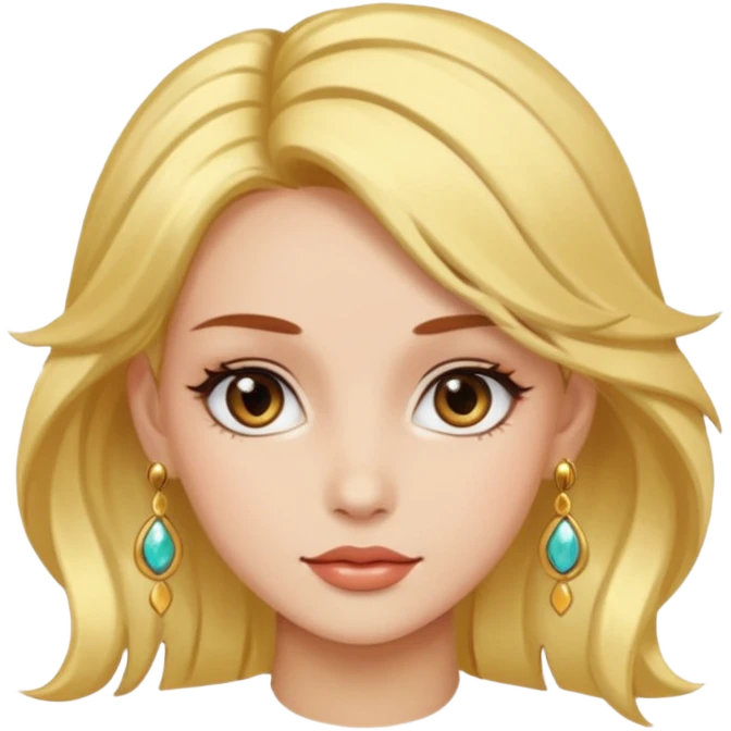 very pretty candy shop girl face with unique color hair and earrings emoji