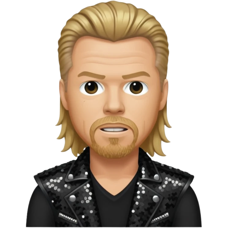James Hetfield with long dark blonde hair, black sequin outfit  emoji