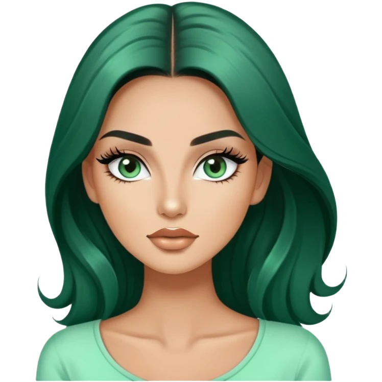 glamorous white fashion model wearing mint green top, with dramatic long eyelashes emoji