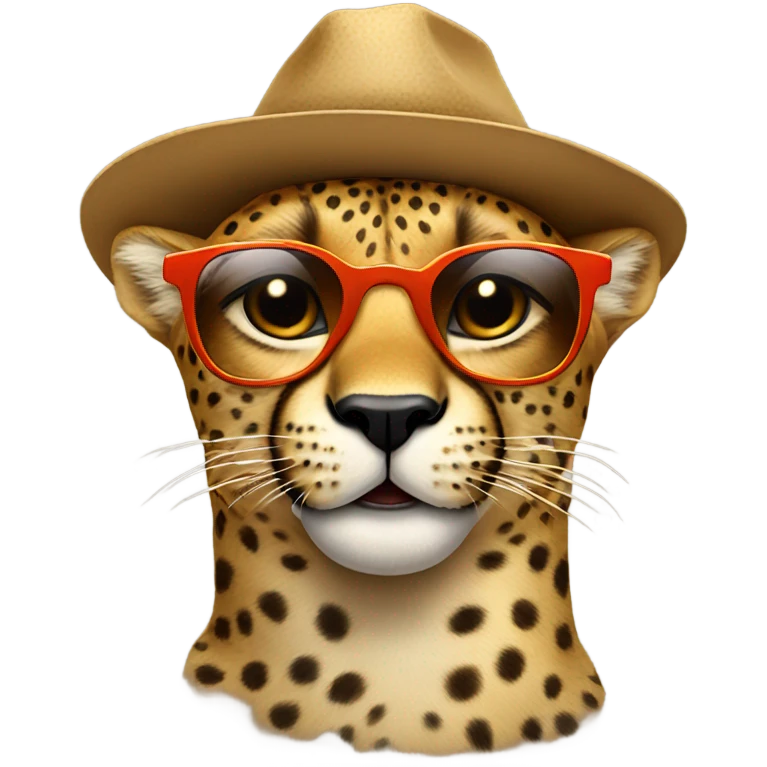 Cheetah wearing sunglasses and a hat emoji