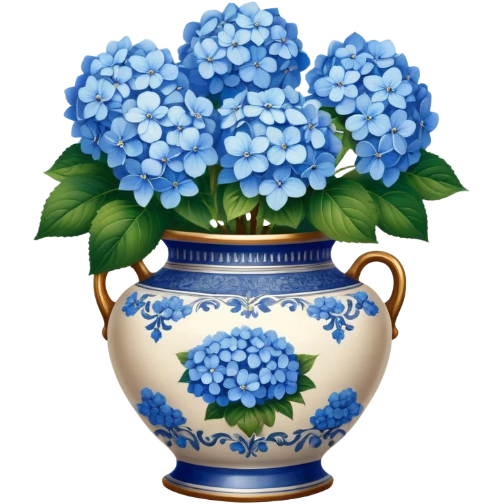 Blue Hydrangeas in vintage vase emoji