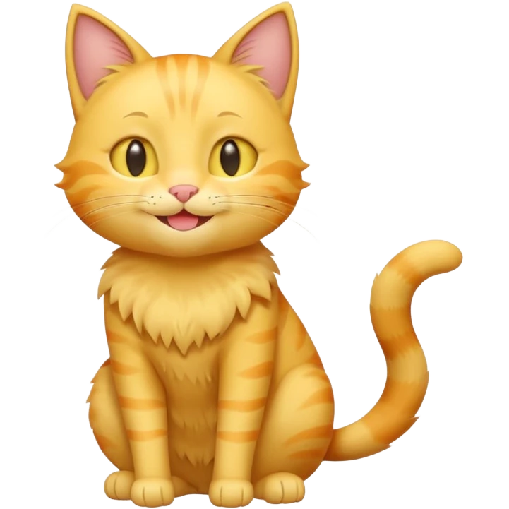 cute yellow smiling cat with full body with note and no clothes emoji