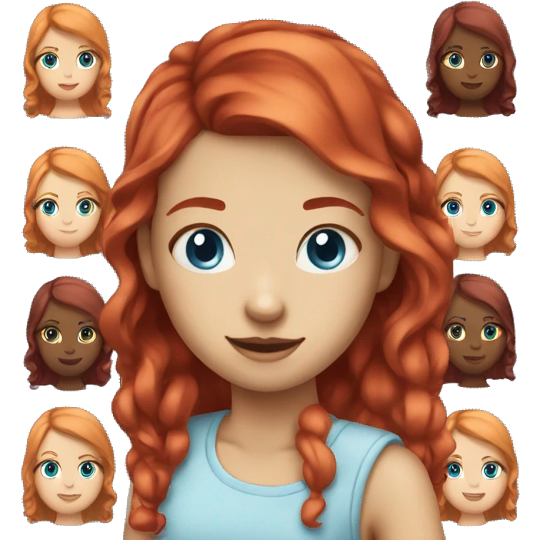 Girl with cherryred hair abd blue eyes emoji