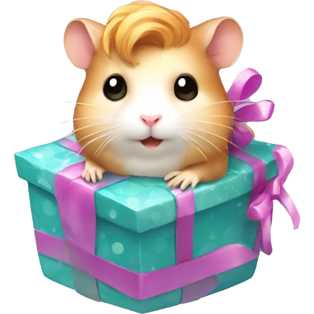 hamster mermaid with a gift emoji