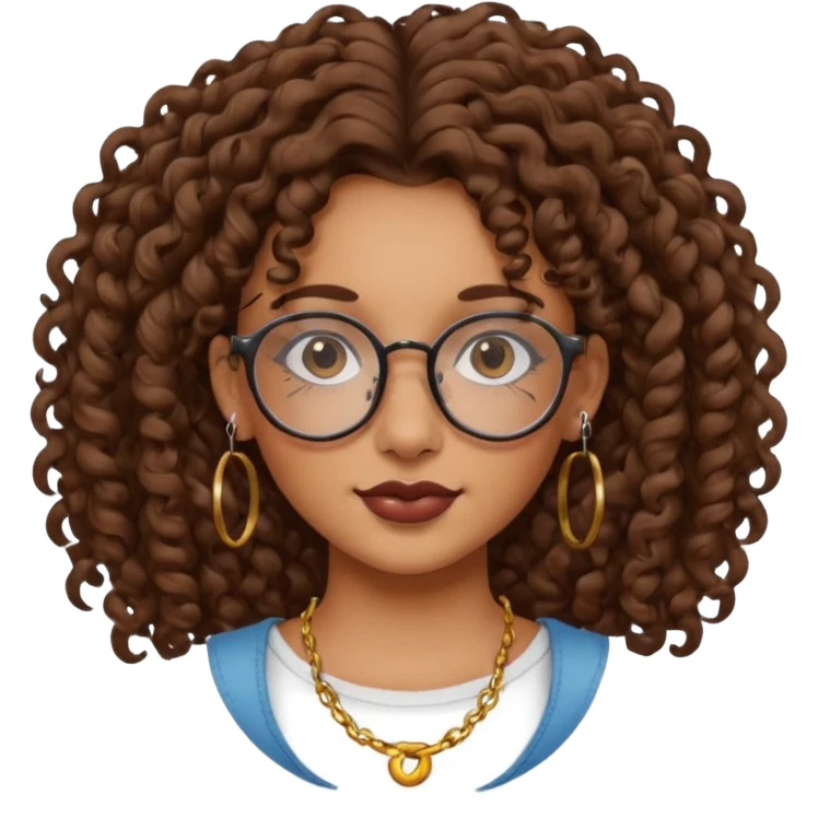 curly glasses earring face tattooed girl emoji