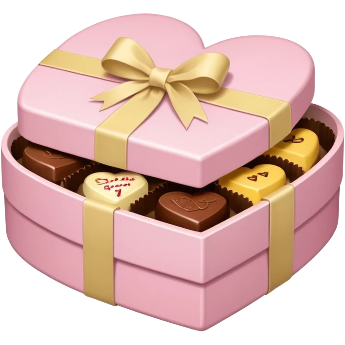 Box of chocolates (heart) in soft pink, beige and yellow pastel colors emoji