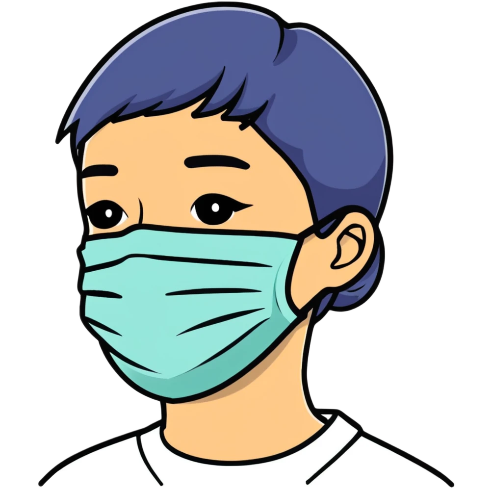 disposable surgical face mask for covid protection, isolated emoji