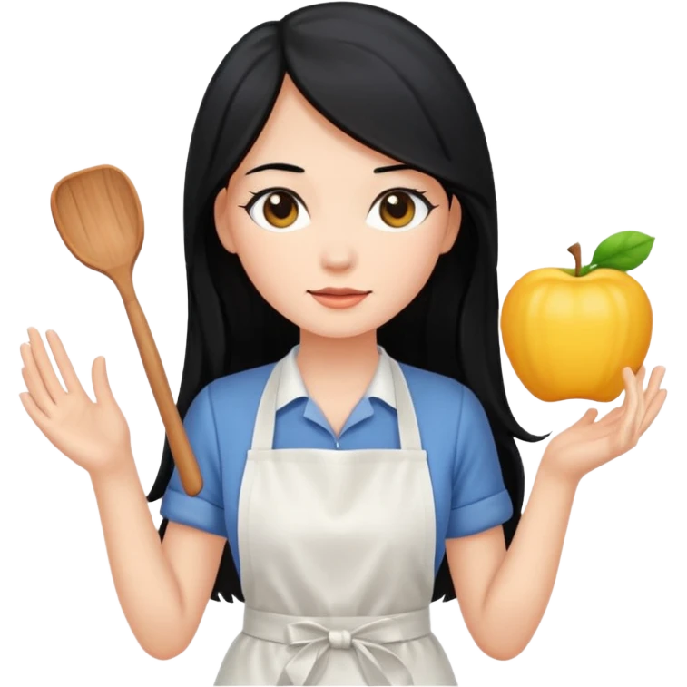 long black hair woman with apron emoji