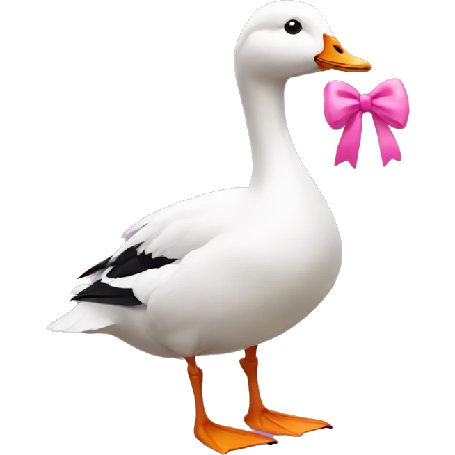 Goose with pink bow on it  emoji