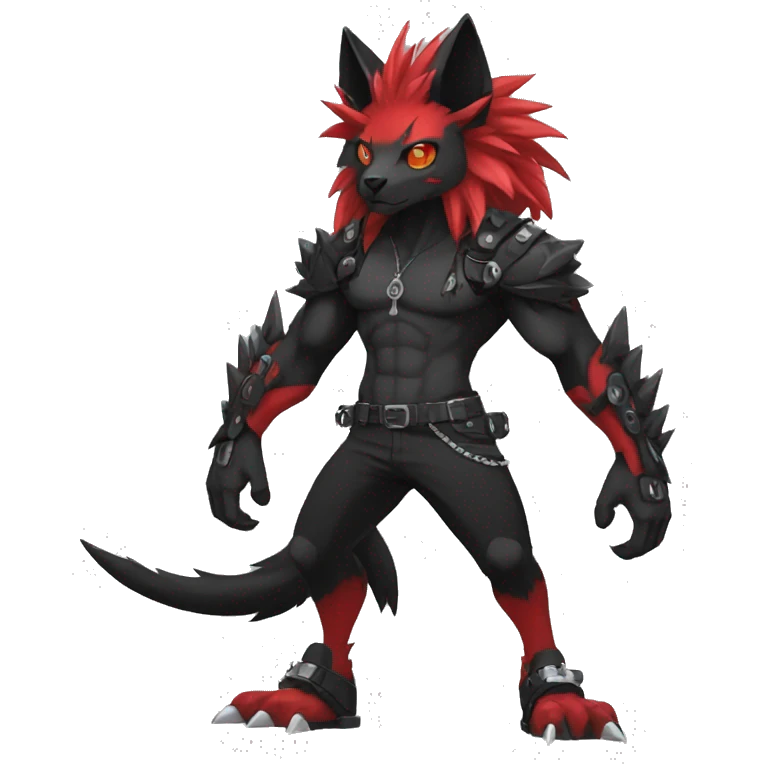 cool edgy black punk red animal hybrid Fakemon full body emoji