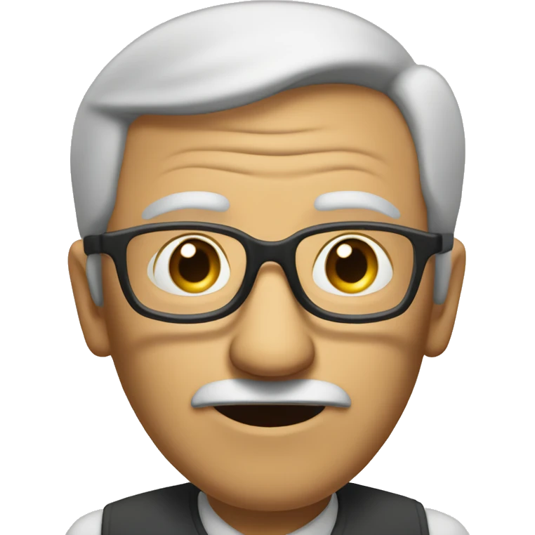 Old man with spectacle examining text emoji