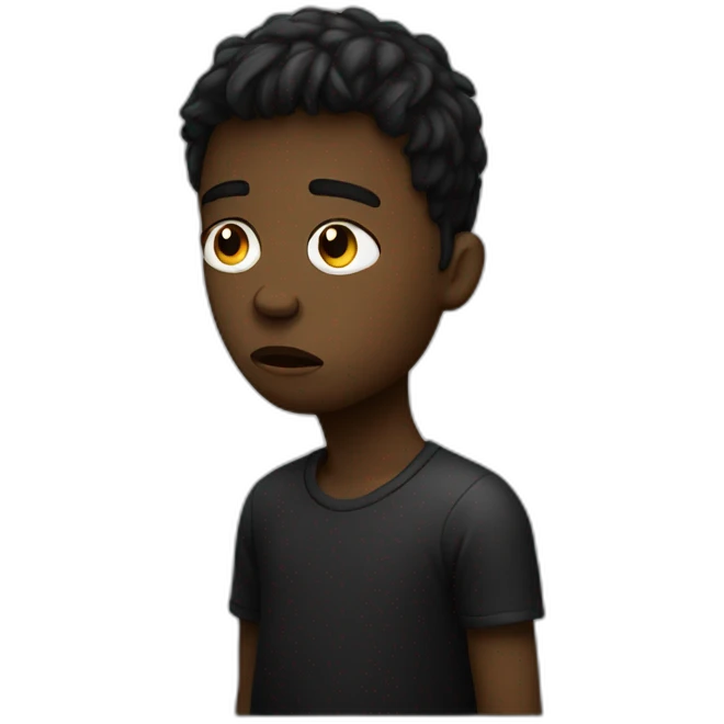 Sad boy,black background  emoji