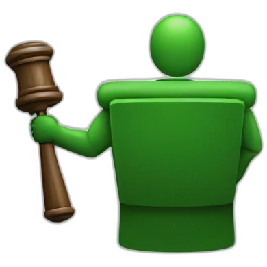 Green AI judge with hammer emoji