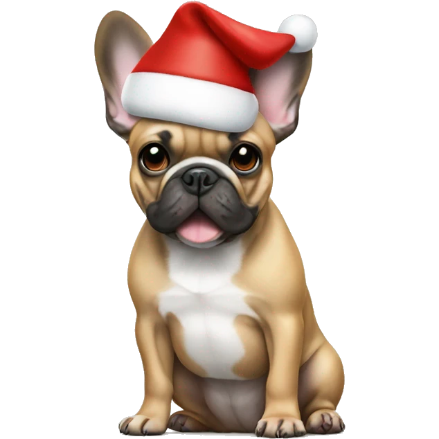 French bulldog in Christmas hat emoji