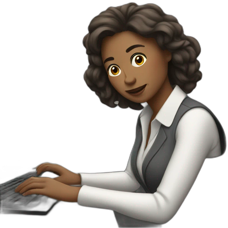 woman works hard on computer emoji
