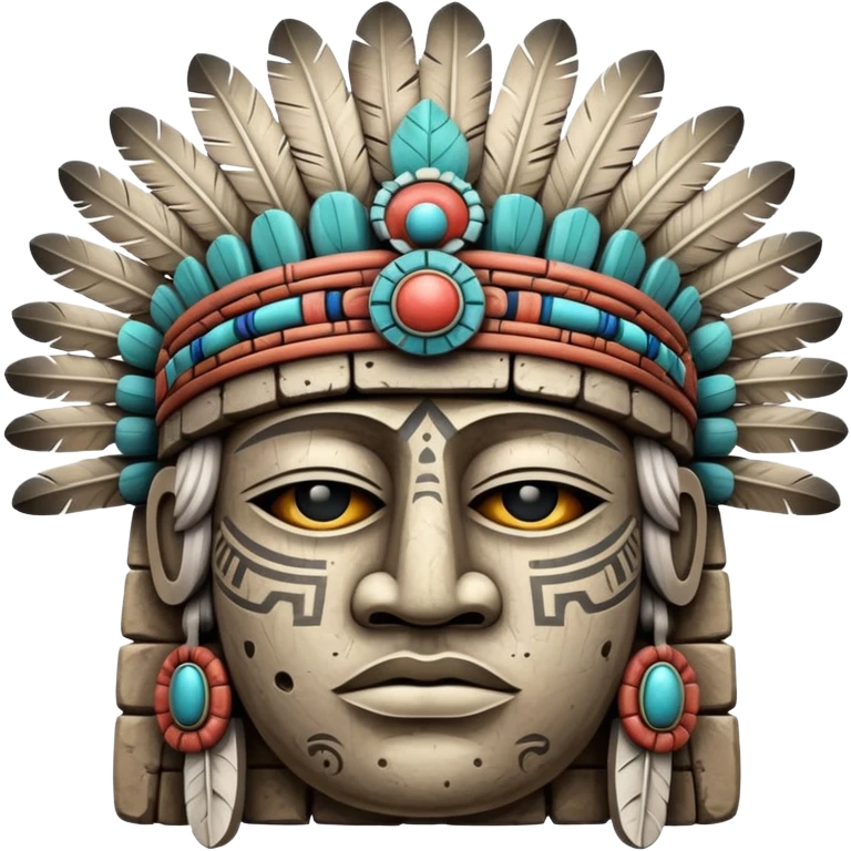 Toltec stone head carving with ceremonial headdress emoji