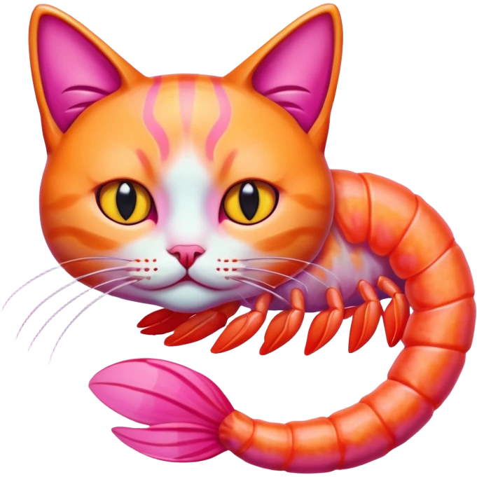 Cat with shrimp body, trippi troppi emoji