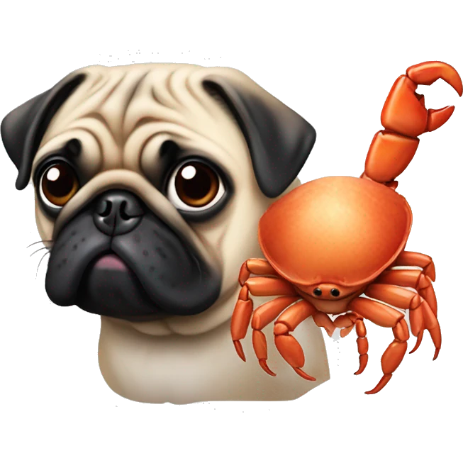 Pug with crab legs and chicken body pug head emoji