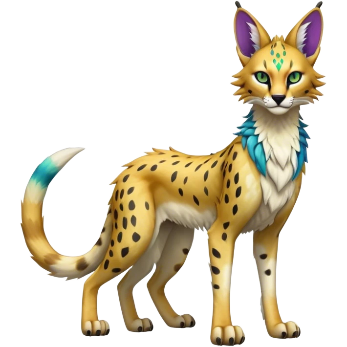 Epic Edgy Colorful ethereal eldritch Sergal-Serval-Fionbri full body emoji