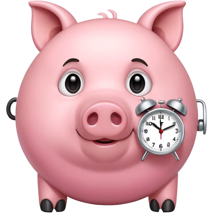 Pig waking up to alarm clock emoji