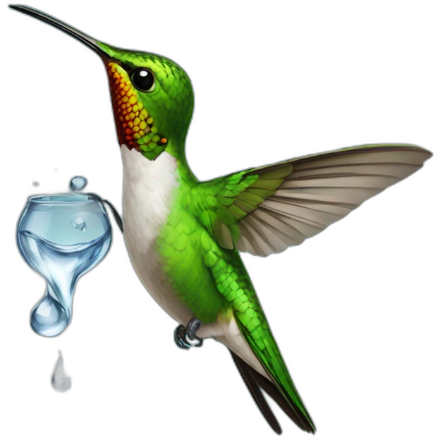 hummingbird taking a drop of water emoji