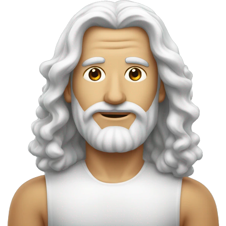 Uomo bianco con capelli lunghi neri e occhialial mare  emoji