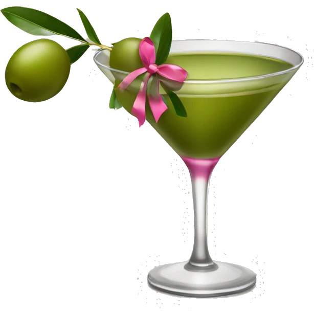 Olive martini with pink bow emoji