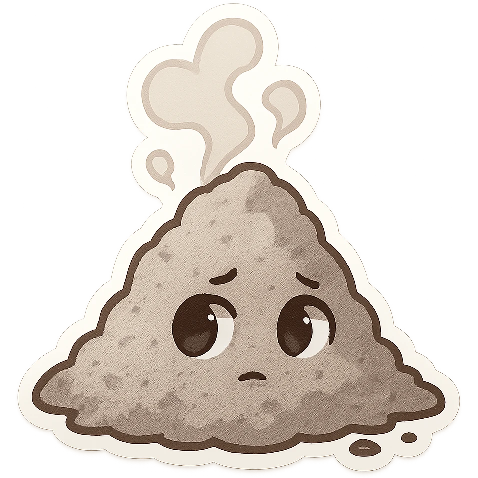 ashes with eyes looking left, cartoon style emoji