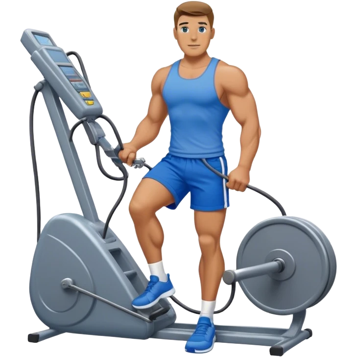 fit man with blue shorts using cable-machine emoji
