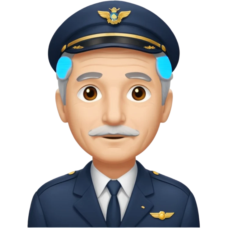an old airline pilot without mustache emoji