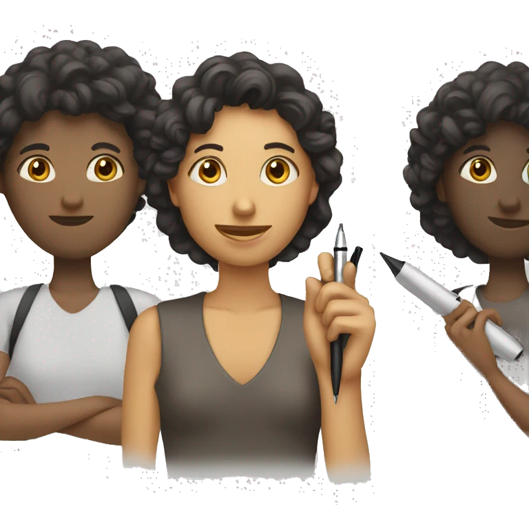 People with a pen to write emoji