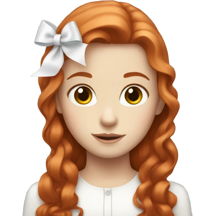 Red-haired girl with long hair and a white bow in hair with pale skin emoji