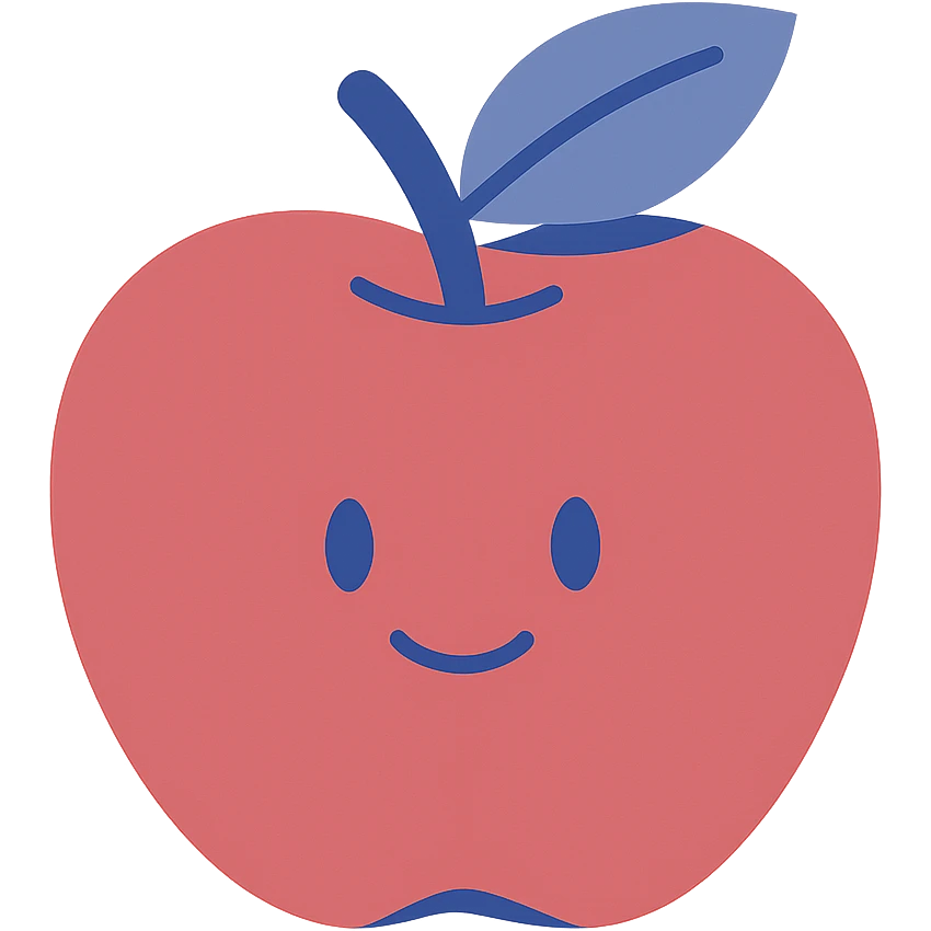 red apple with a single green leaf, clean modern illustration style emoji