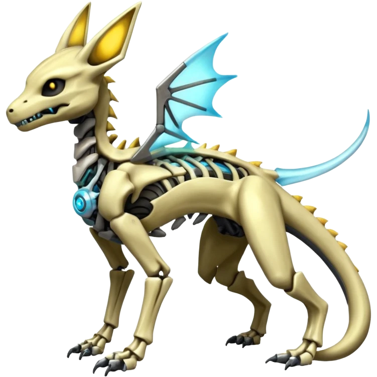 futuristic Skeleton-Cyborg-Manectric-Electrike-Salandit-Cubone-Umbreon-Marowak-Draco-Fakémon-hybrid-creature (full body), 4 legs emoji