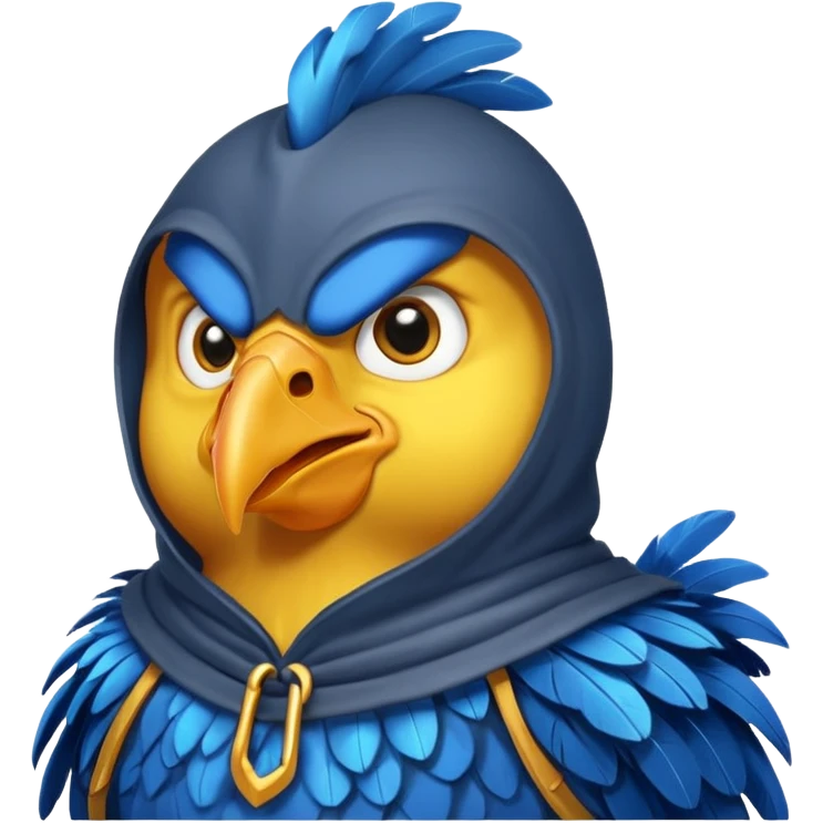 chicken warrior with hood, blue emoji