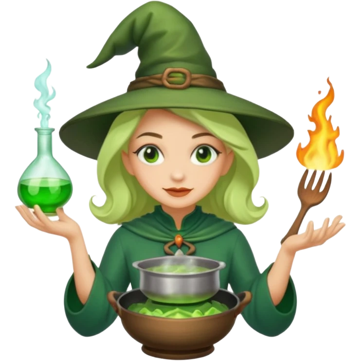 green witch cooking potion emoji