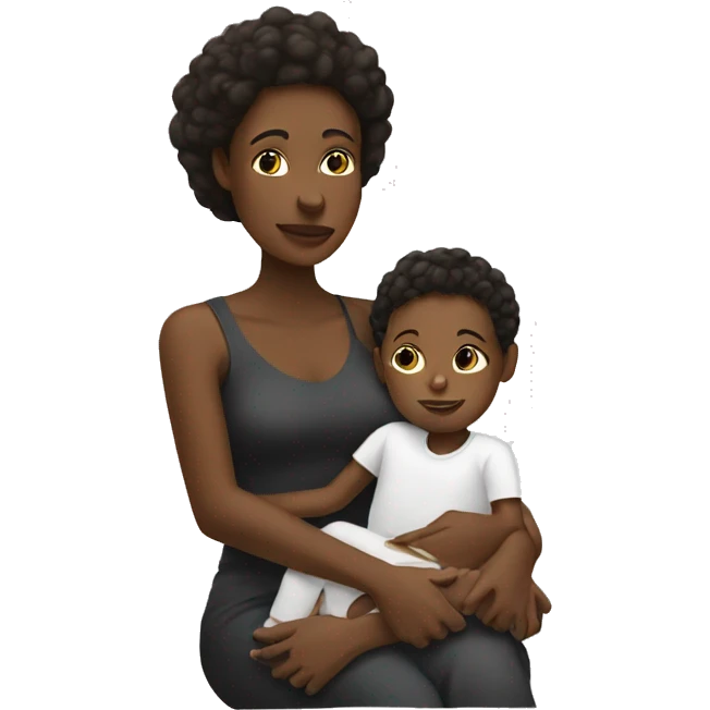 black mother with white child on her lap emoji