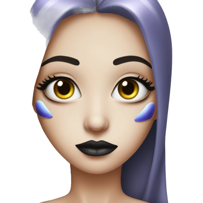 Alien with mascara and lipliner and lip gloss on face emoji