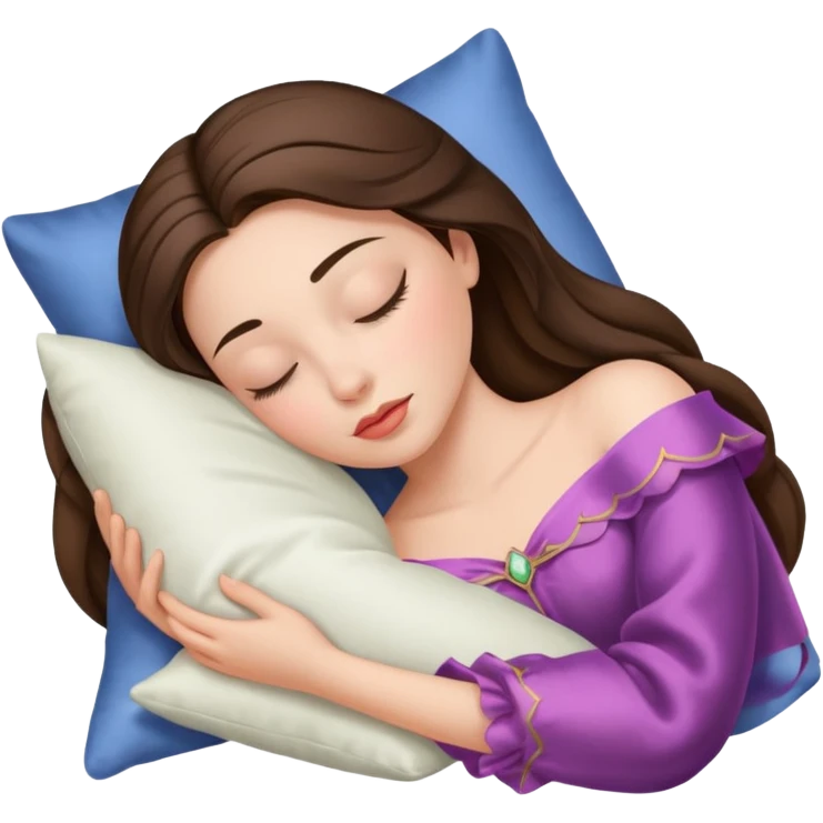 sleeping beauty brunette white girl with a silk pillow emoji