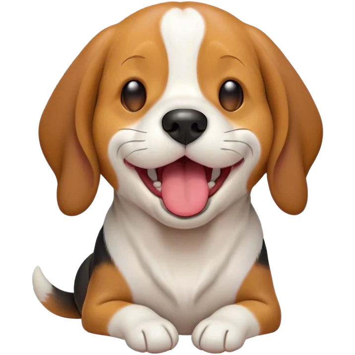 Cinematic Cute Yawning Beagle Portrait Emoji, Head tilted slightly with a dramatic, wide-open yawn, showcasing a soft tri-color coat of white, brown, and black, floppy ears slightly drooping, round hazel eyes barely open in drowsy contentment, Simplified yet irresistibly adorable features, highly detailed, glowing with a soft, cozy glow, high shine, relaxed yet expressive, stylized with a touch of whimsy, bright and endearing, soft glowing outline, capturing the essence of a sleepy yet affectionate pup, so drowsy it feels like it could stretch right out of the screen and curl up for a nap! emoji