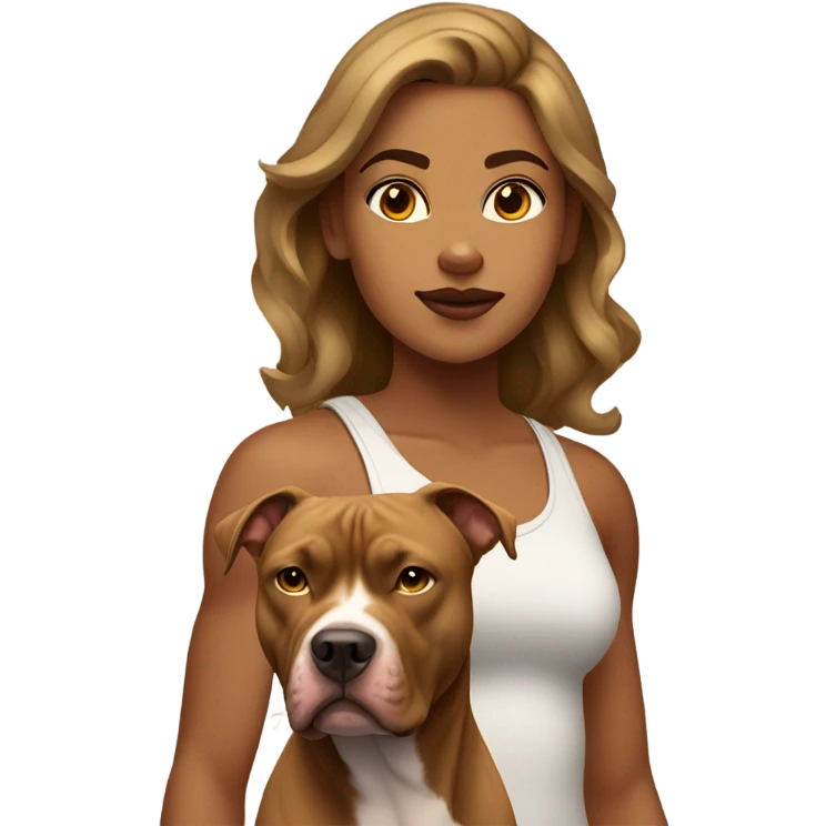 Muscular Cuban girl with a light brown pitbull emoji