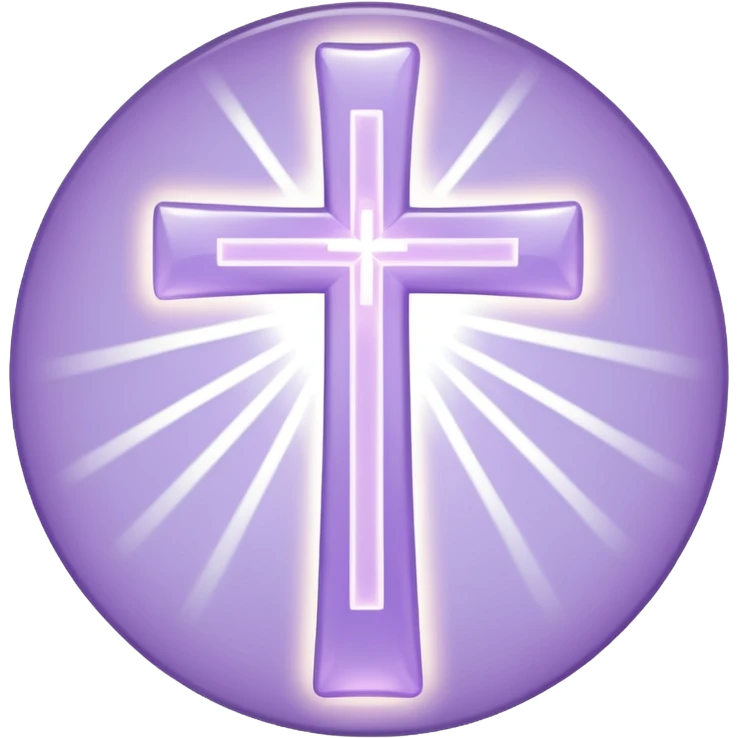 light lavender colored religious cross with bright light around it  emoji