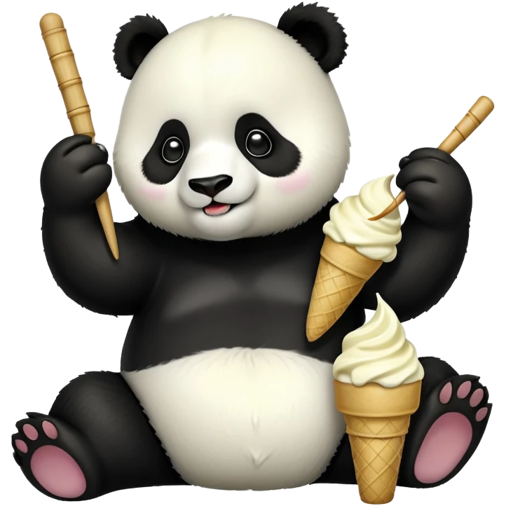 Panda eating ice cream emoji