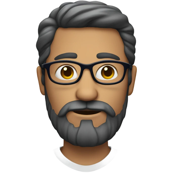 Hombre con barba y lentes azules, sin pelo  emoji