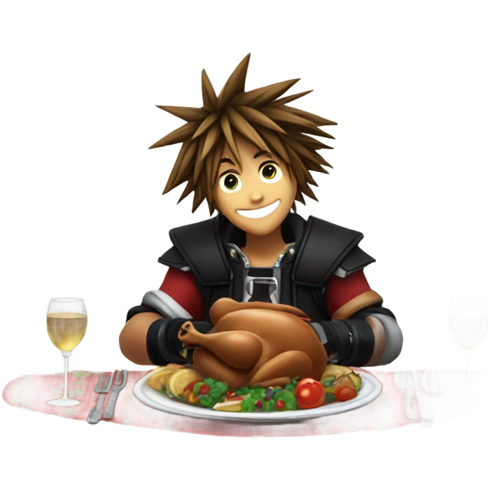 sora from kingdom hearts having christmas dinner emoji