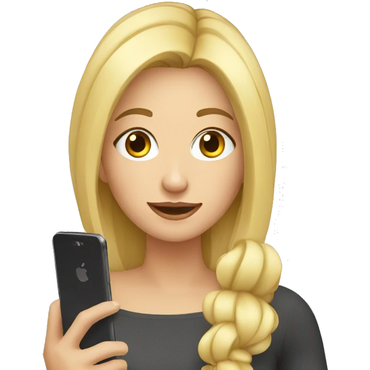 Blonde content creator holding a phone emoji