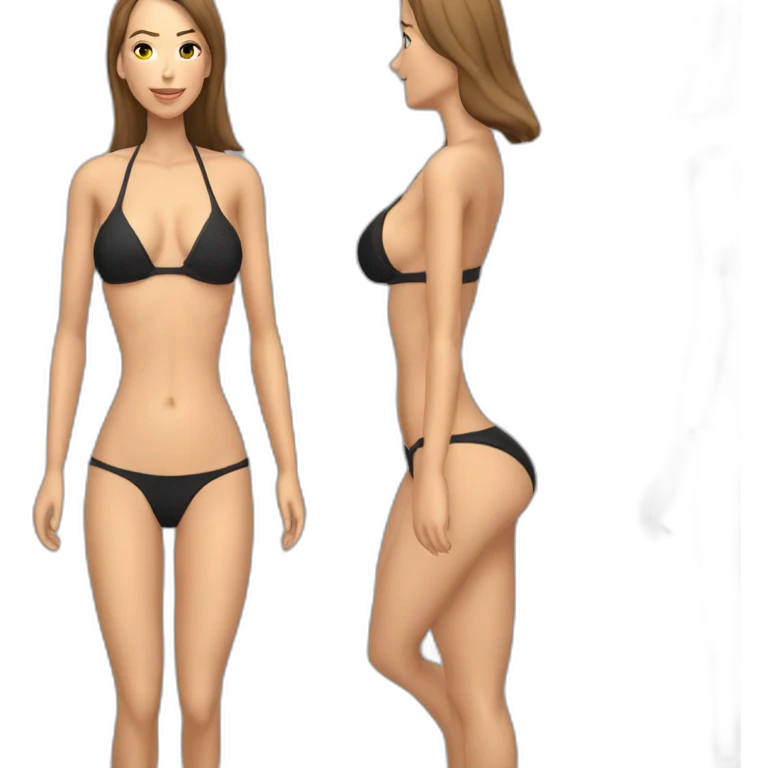 Sexy pose soft-fit Caucasian woman bikini (beach body) circles emoji