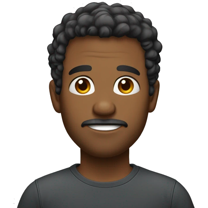 Homem um pouco gordinho, cabelo preto, camisa branca emoji