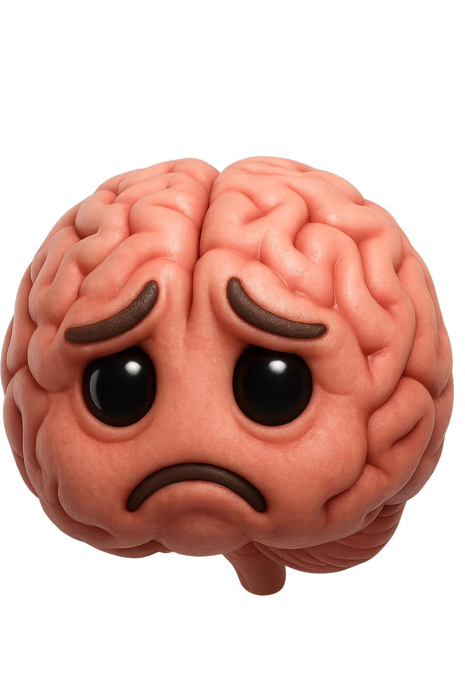 emoji stile iphone 3d di cervello triste e stressato, iperrealistica 4k emoji